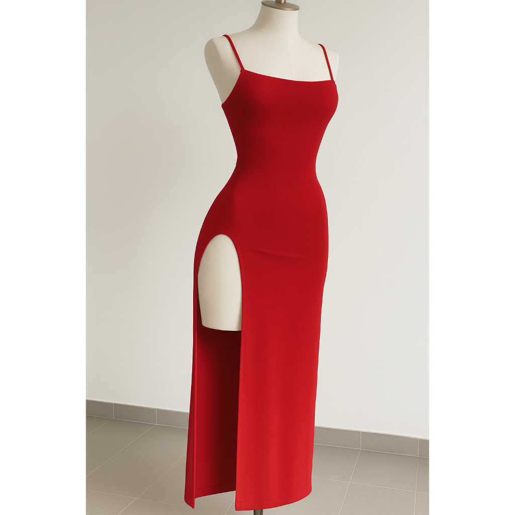 Vestido Longo Com Fenda e Alça Modelador No Corpo  Suplex Premium Modela Super Bem o Corpo ( Cecília )