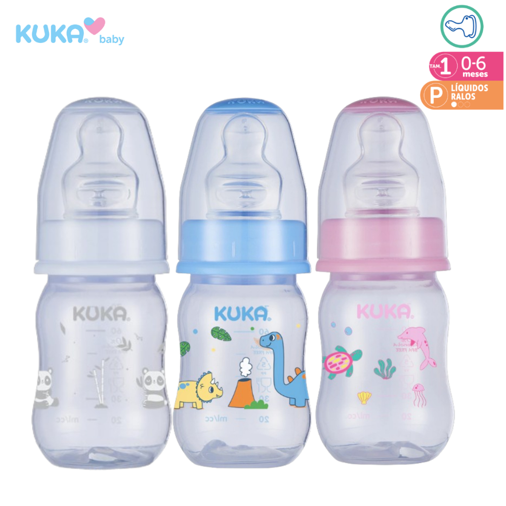 Mamadeira Chuquinha Ortodôntica Válvula Anticolica 70mL Antivazamento Líquidos Ralos 0-6 Meses Kuka em Oferta na Shopee