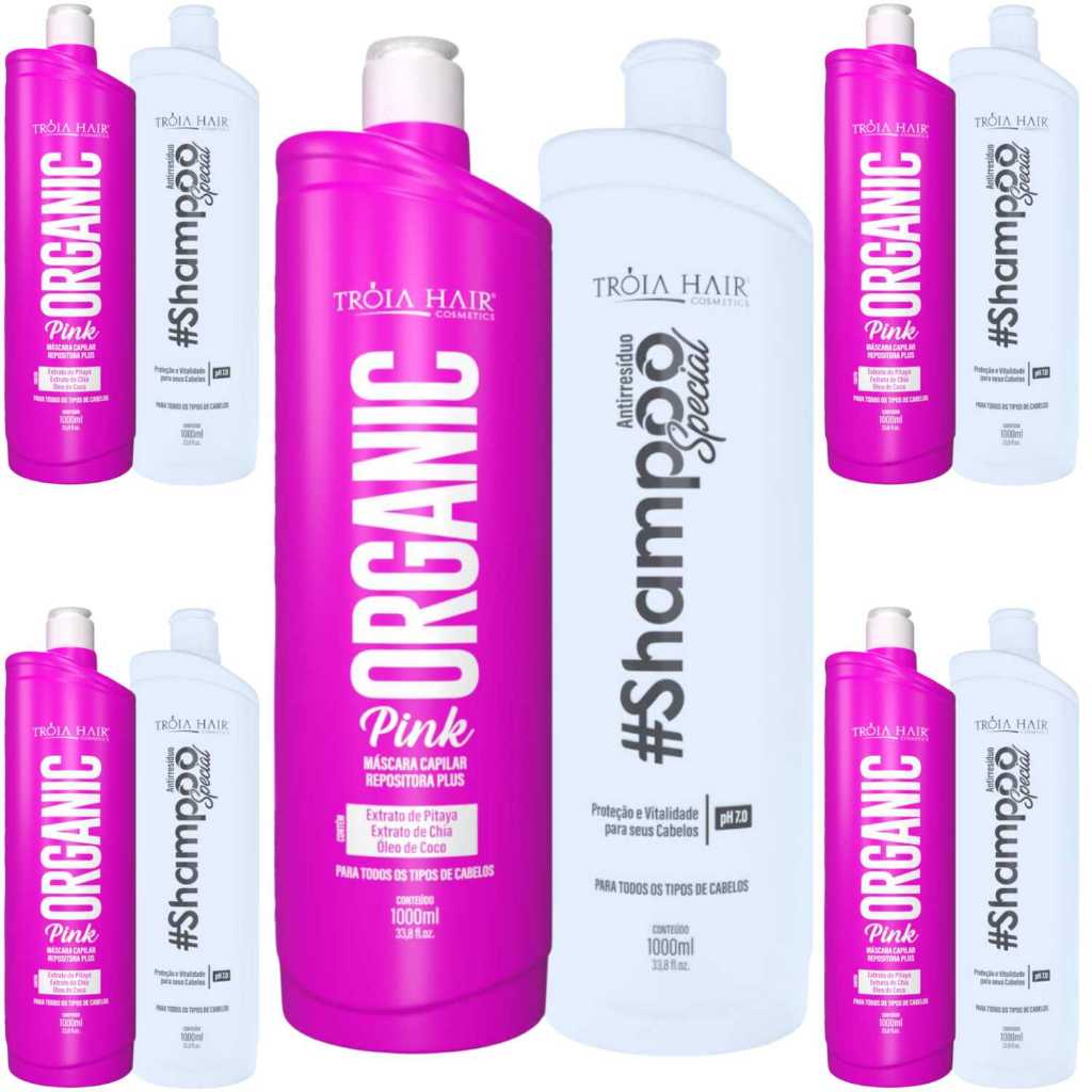 5 Kit Semi Definitiva Organic (Lisorganic) Pink 2L - Troia Hair
