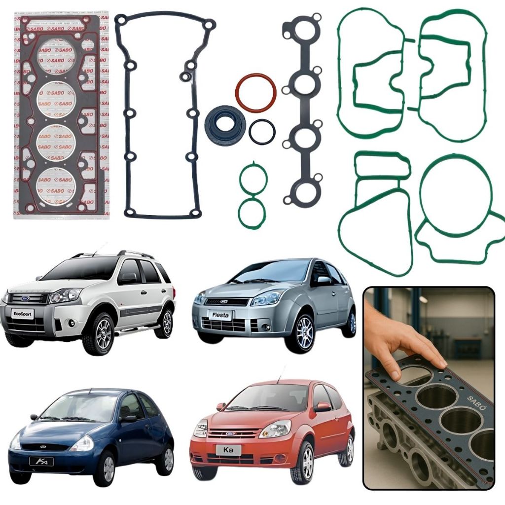 Kit Junta Cabeçote Superior Sabo Fiesta 1.0 8V 1999 A 2014 Zetec Rocam em Oferta na Shopee