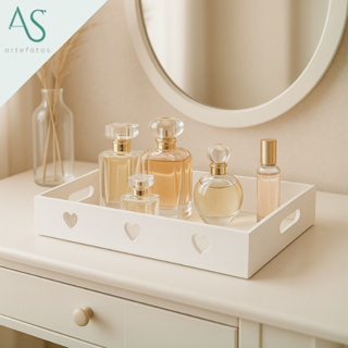 Bandeja Mdf Bandeja Café da Manhã Retangular Branca Coração Grande em Oferta na Shopee