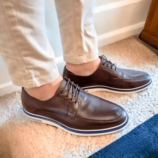 Sapato Social Masculino Oxford Derby Couro Legitimo Solado Micro Confortável Macio