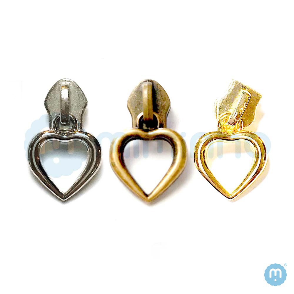 Cursor Para Zíper Nº 5 - Coração - PACOTES COM 5 e 10 PÇS - Niquelado, Ouro Velho e Ouro Cataforético em Oferta na Shopee