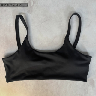 Top de alcinha – tirinha – bojo removível - Feminina Suplex Basica Preto em Oferta na Shopee