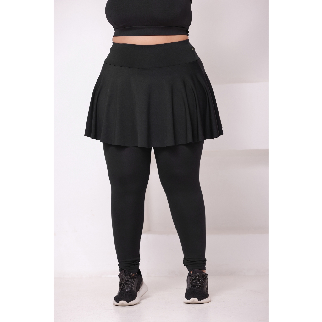 Calça Saia Babado Wolfox Plus Size Suplex Cintura Alta Feminina Academia em Oferta na Shopee