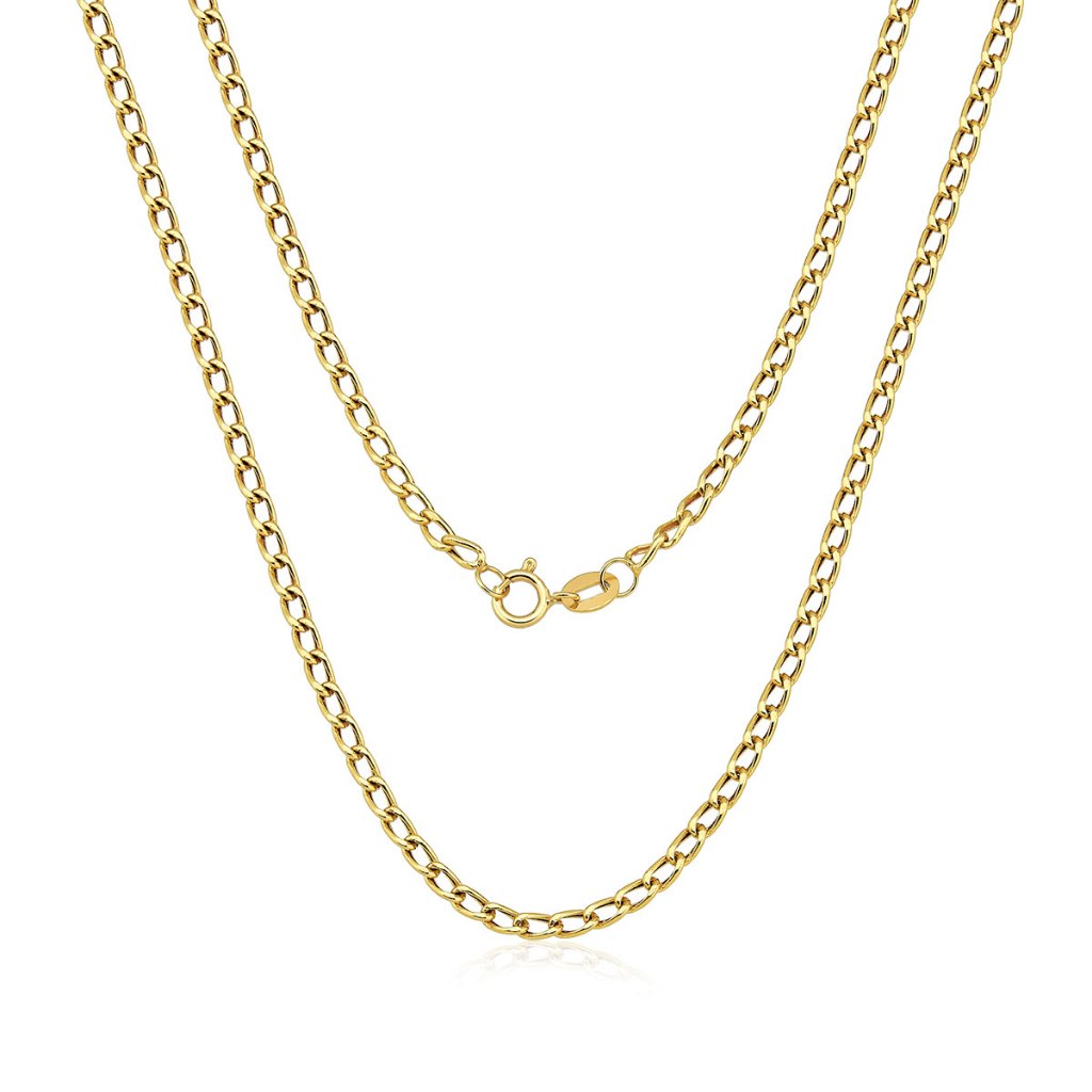 Corrente grumet elo longo 60cm 3mm Ouro 18k