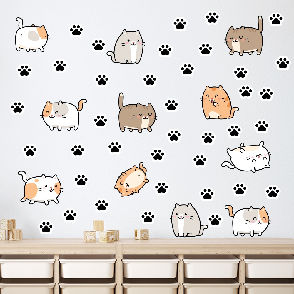 Adesivo de Parede Infantil Gatinhos Quarto Menina Menino Bebê - 224adn em Oferta na Shopee