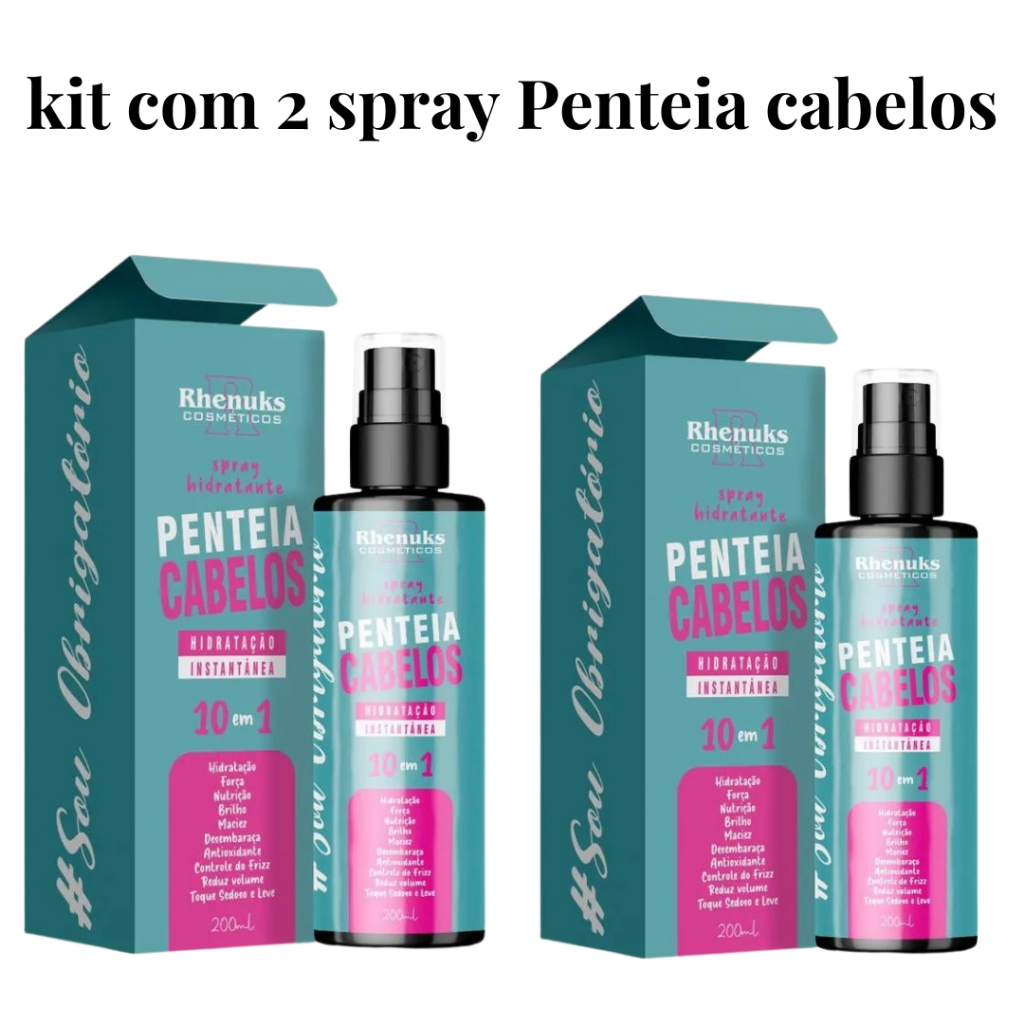 KIT COM 2 UNIDADES Spray PENTEIA CABELO HIDRATANTE E CONTROLE DE FRIZZ - Rhenuks 200 ml