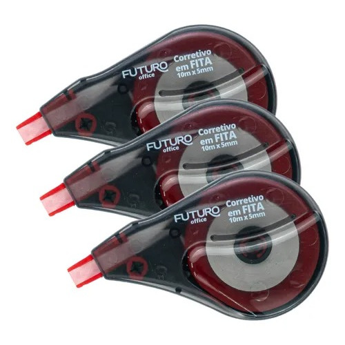 Corretivo Fita 5mm X 10mt Escolar Kit 3 Unidades