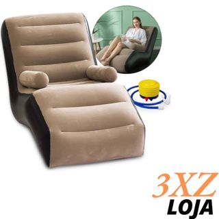 Sofá Inflável Impermeável Camping Puff Confortável Grande com Braço