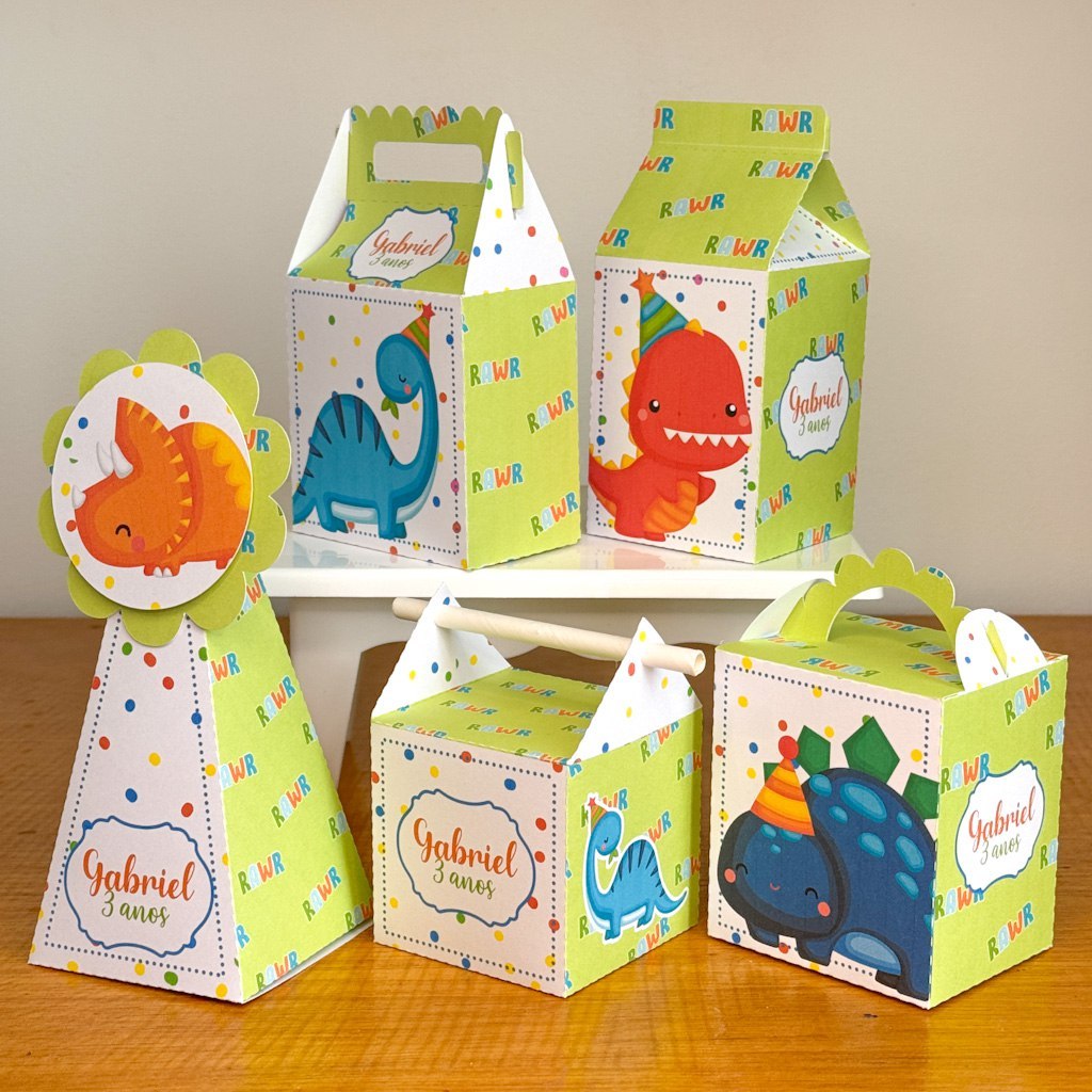 KIT DE PERSONALIZADOS DINOSSAURO PEGUE MONTE-ANIVERSARIO-LEMBRANCINHA-FESTA INFANTIL-FESTA