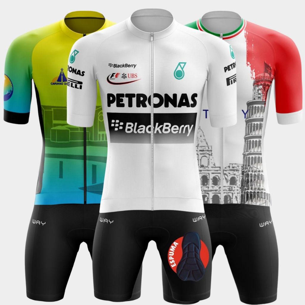 Kit Conjunto Ciclismo Masculino Camisa Premium Ziper Total Bermuda Acolchoado Espuma Bike Pedalar