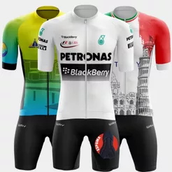 Kit Conjunto Ciclismo Masculino Camisa Premium Ziper Total Bermuda Acolchoado Espuma Bike Pedalar