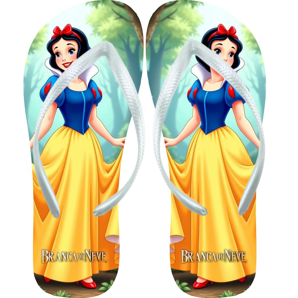 Chinelo Personalizado Branca de Neve infantil meninas sandalia