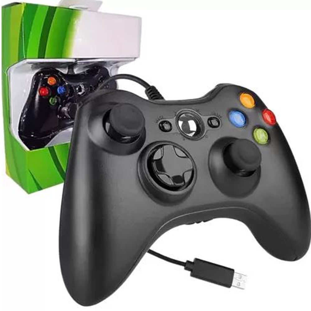 Controle De Xbox 360 Com Fio Para Video Game e PC/ Fat E Pc Joystick Jogo Gamepad - Envio Imediato