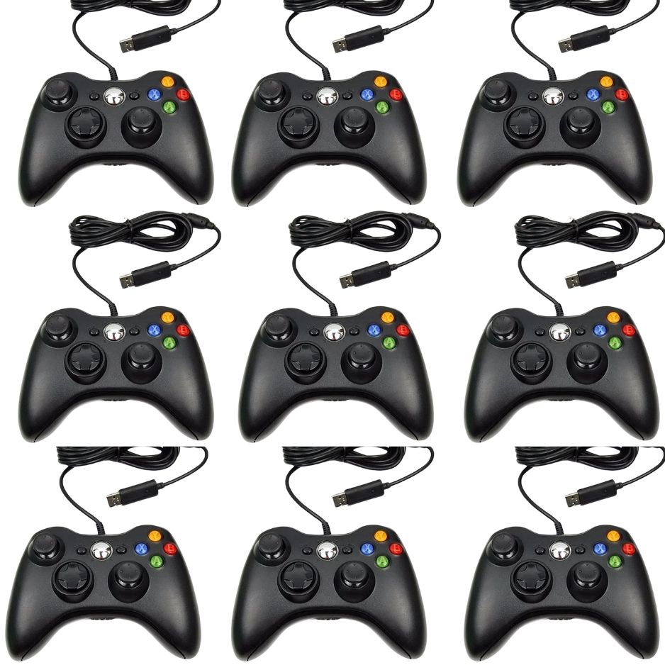 Kit 9 Controles De Xbox 360 Com Fio Para Video Game e PC Joystick Jogo Gamepad Envio Imediato
