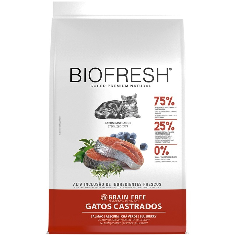 RAÇÃO BIOFRESH GATOS ADULTOS CASTRADOS SALMÃO 1.5KG