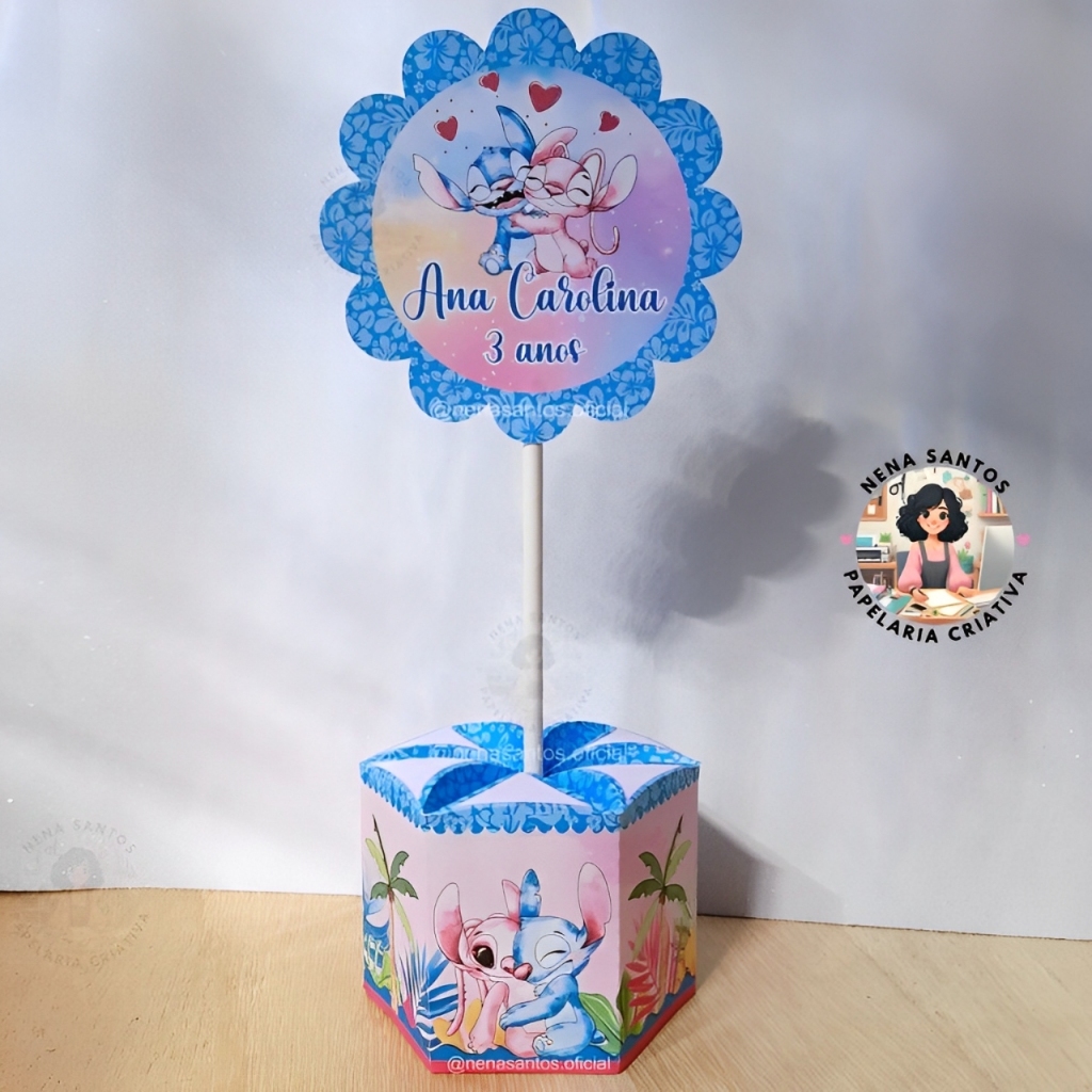 Centro de Mesa Stitch e Angel Personalizados PEGUE E MONTE - Lembrancinhas de Mesa Stitch Lilo Angel