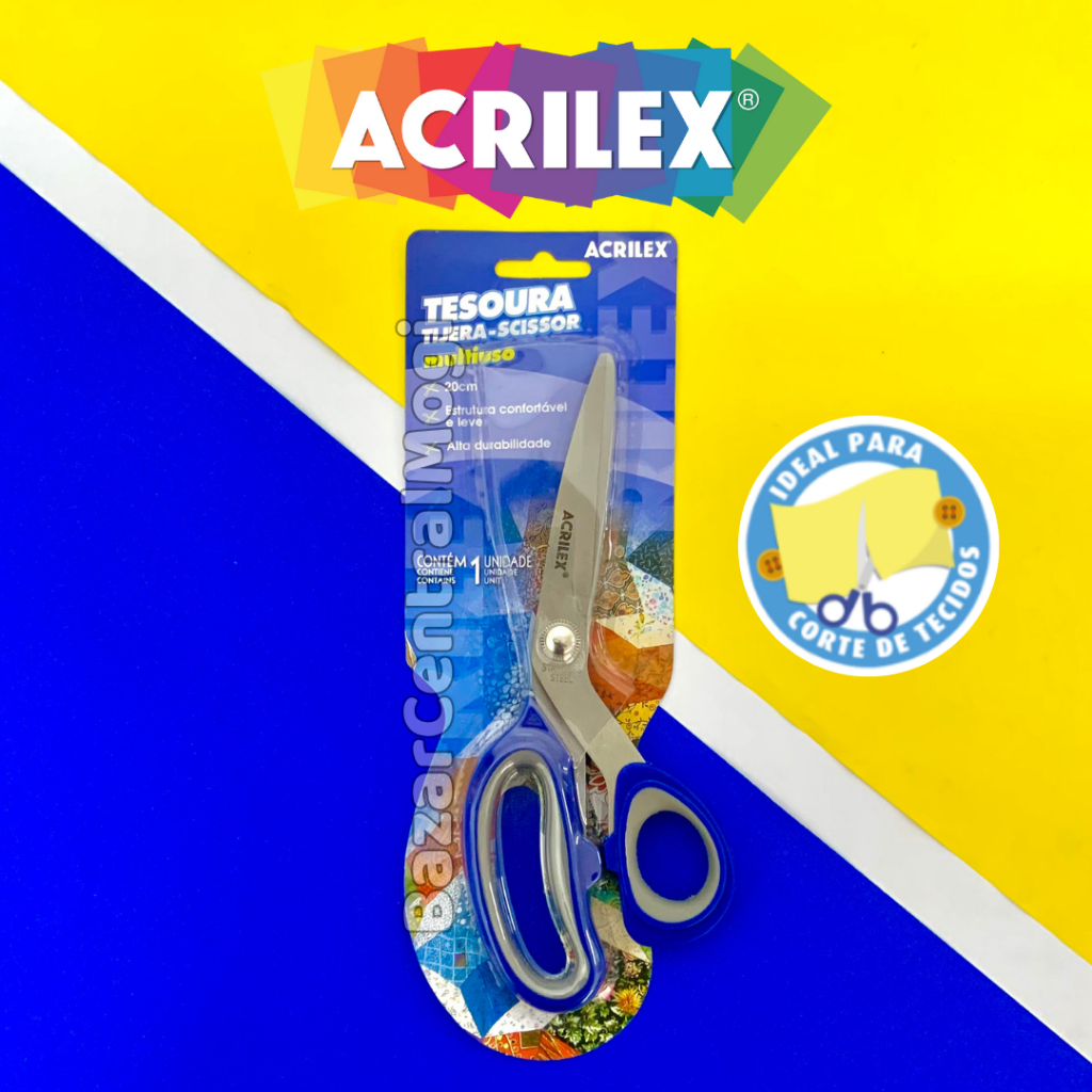 Tesoura Multiuso Acrilex 20cm Aço Inoxídavel Corta Tecido Profissional em Oferta na Shopee