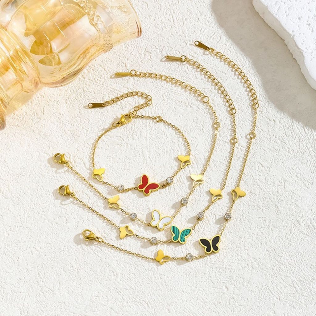 Nova pulseira de borboleta Fritillary oca mais vendida, aço de titânio 18K, diamante oco tridimensional, moda moderna, 1