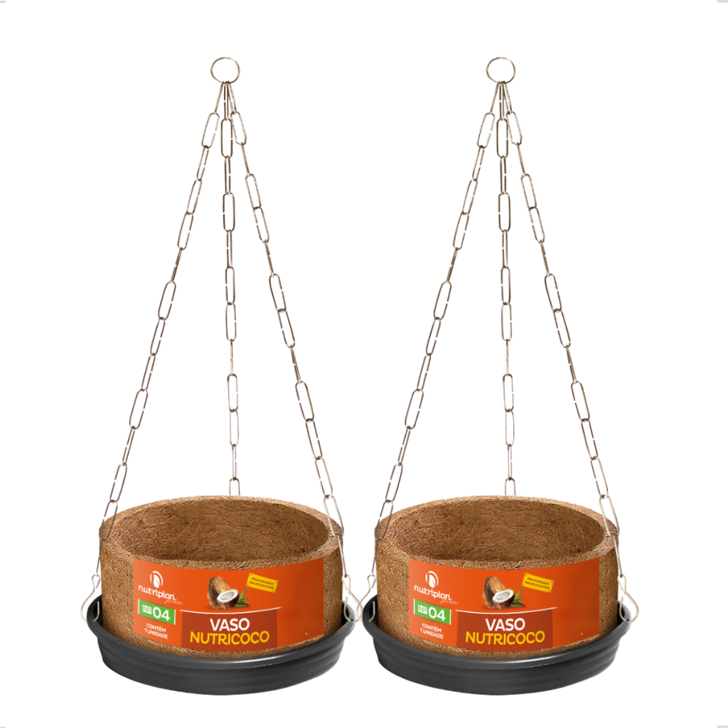 2 Vasos Suporte Prato Suspenso Completo Grande N4 04 N04 Samambaia Nutriplan Fibra Coco estilo Xaxim em Oferta na Shopee