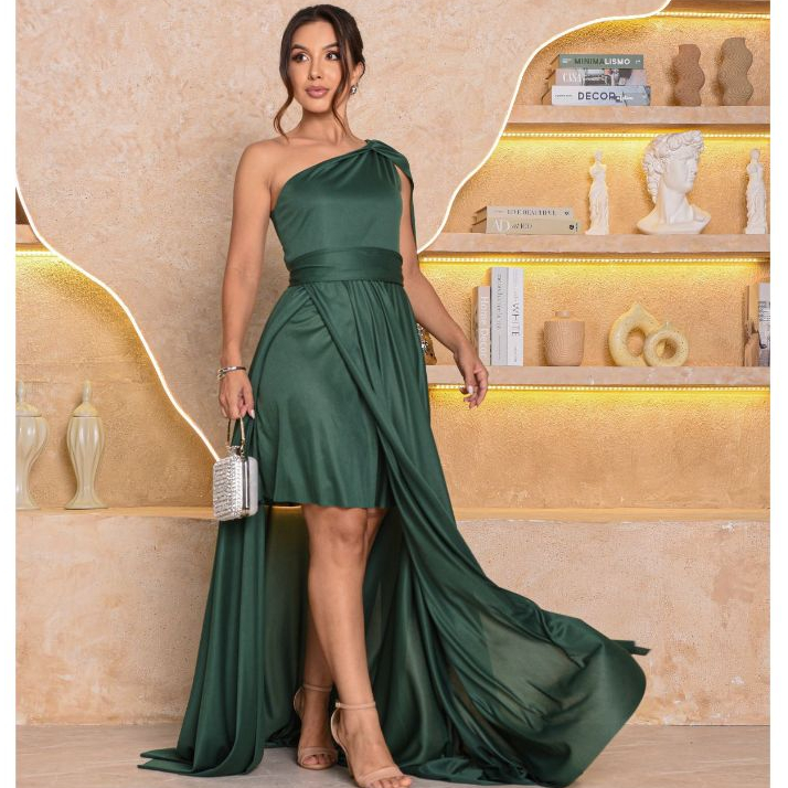 Vestido Feminino Longo com Capa Festa Casamento Madrinhas Formatura