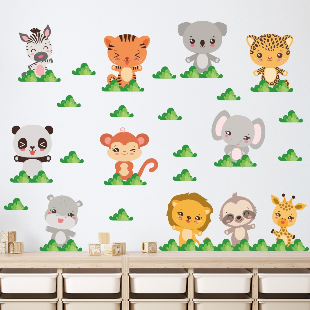 Adesivo de Parede Infantil Safari Animais Quarto Menina Menino Decoração Bebê - 238adn
