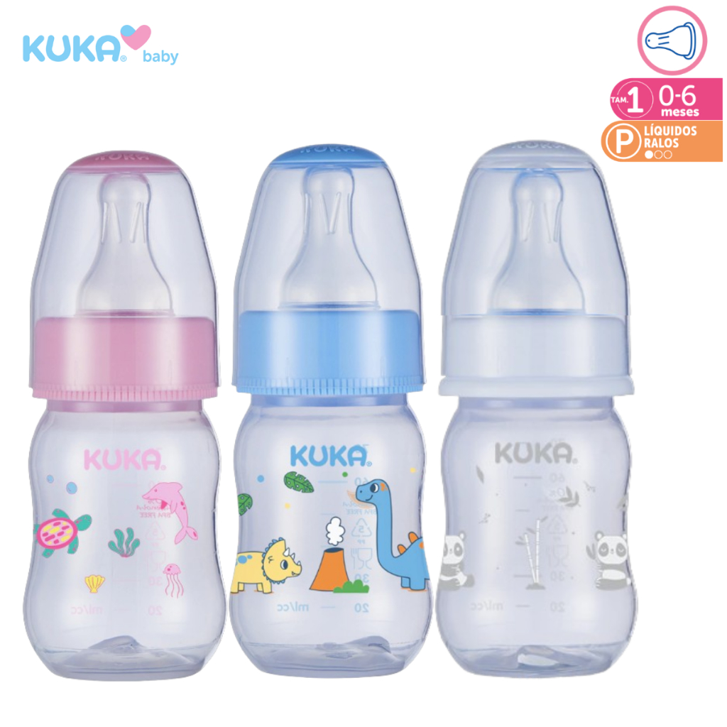 Mamadeira Chuquinha Bico Redondo Válvula Anticolica 70mL Antivazamento Líquidos Ralos 0-6 Meses Kuka