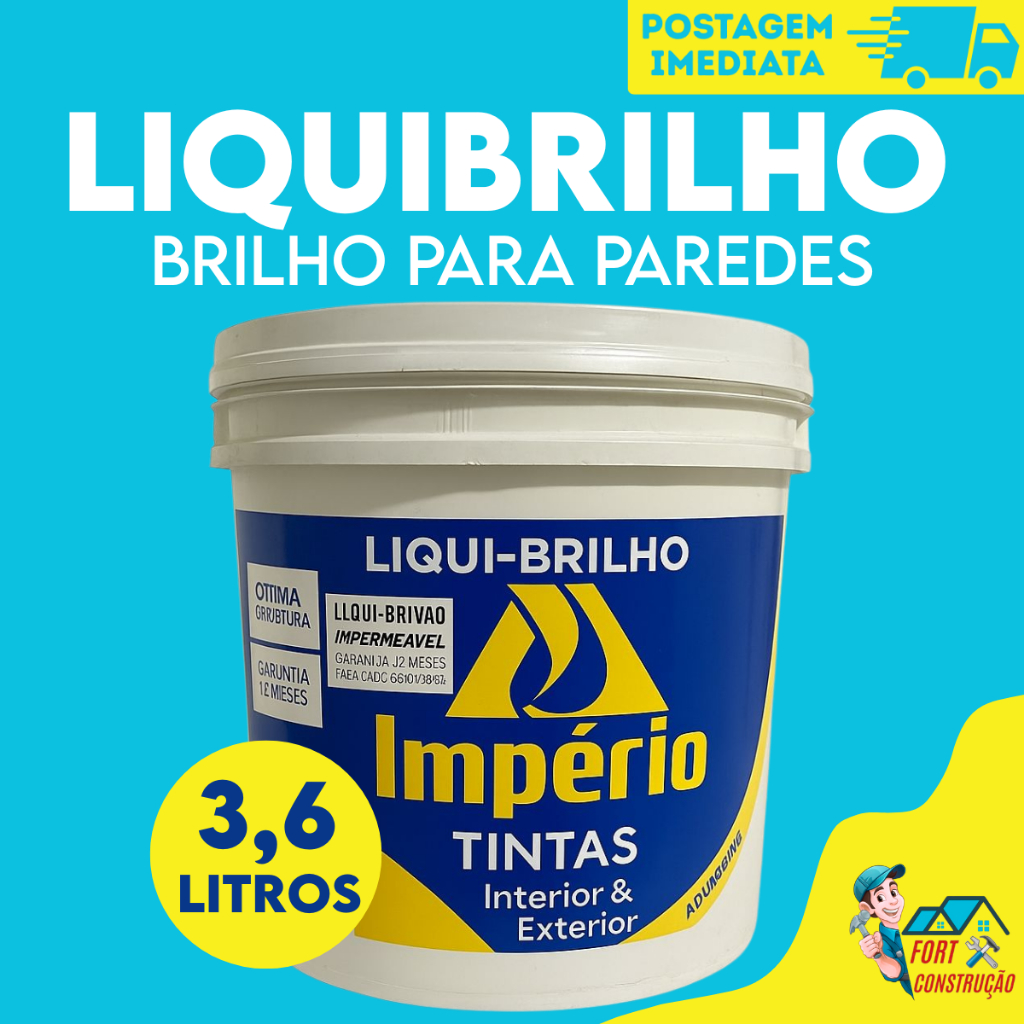 LiquiBrilho Parede Lavável 3,6L  Internas e Externas Impermeável e fácil de limpar - pós Tinta em Oferta na Shopee