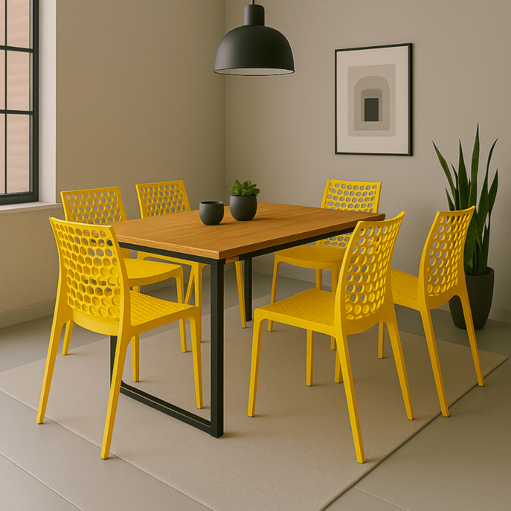Mesa com 4 Cadeiras Gruvyer Estilo Industrial e Conforto para Sua Casa Moderna
