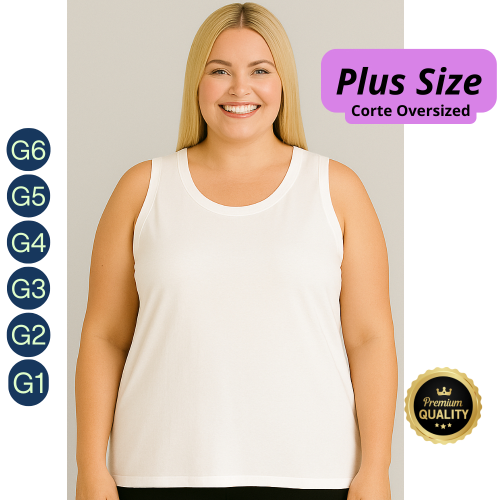 Camiseta Regata Feminina PROMOÇÃO Plus Size Oversized G6 G5 G4 G3 G2 G1 100% Algodão Lisa Básica