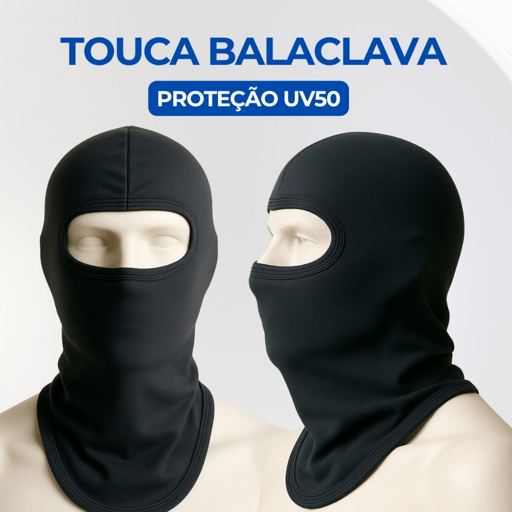 Touca Ninja Moto bike Balaclava Proteção Preta UV50 em Oferta na Shopee