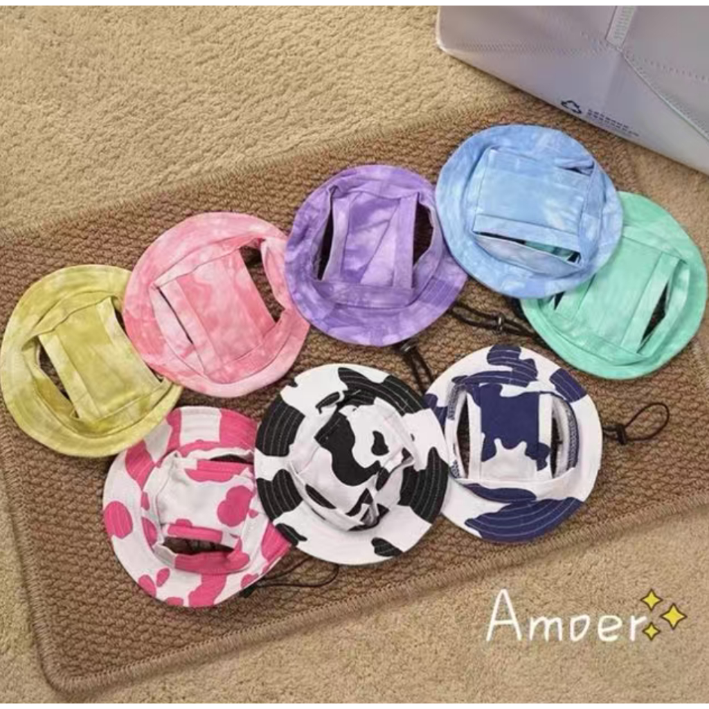 Chapéu Ajustável Para Cachorro Com Furos As Orelhas , Boné De Pescador Animais De Estimação , Filhote De , Gato , De Sol em Oferta na Shopee