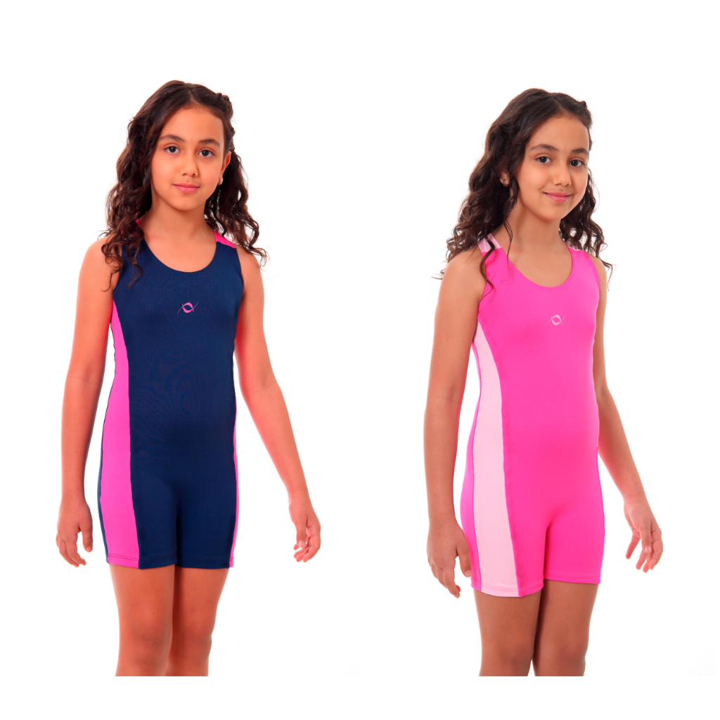 Kit 2 Maiô Perninha Natação Infantil Juvenil Proteção Uv Piscina