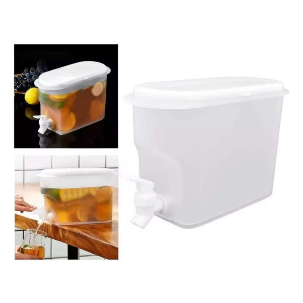Suqueira 3.5 L Plástica com tampa p/ Geladeira C/ torneira água saborizada