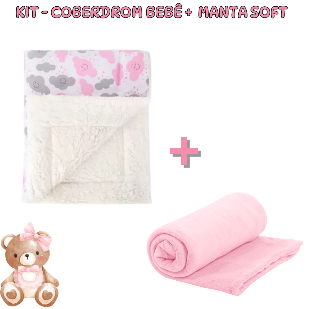 Kit 2 itens bebe - Coberdrom sherpa + Manta soft Muitas opcoes em Oferta na Shopee