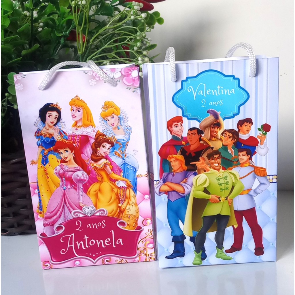SACOLINHA PERSONALIZADA PARA LEMBRANCINHA - PRINCESAS E PRÍNCIPES.