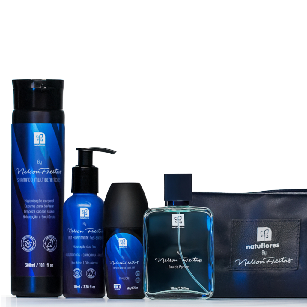 Kit 4 itens By Nelson Freitas NatuFlores Cuidado Masculino Shampoo 300ml + Desod