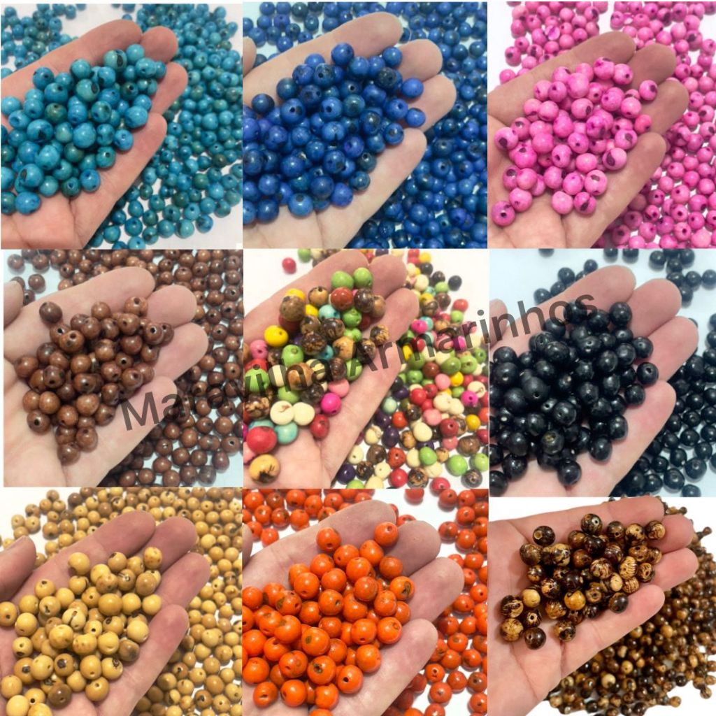 Imagem 200 Semente de Açai Natural - Varias Cores para Colares Pulseiras Japamalas