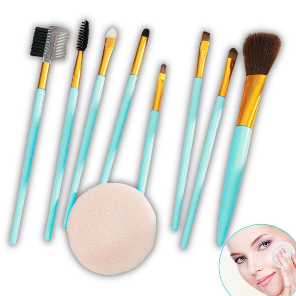 Kit 9 Peças Pincel de Maquiagem Kit Completo Profissional com Esponja Pincéis Macios Makeup