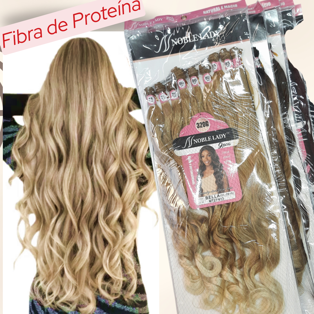 Cabelo Fibra de Proteína Ondulado Bella 85cm 9 telas 320gr loiro Mechado Californiana Lançamento em Oferta na Shopee