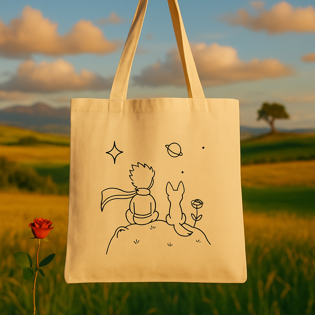 Bolsa Ecobag 100% Algodão Estampa PEQUENO PRÍNCIPE Grande Reutilizável Estilosa
