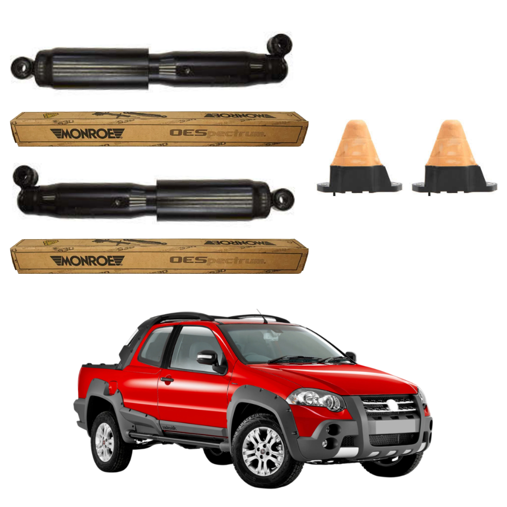 PAR AMORTECEDOR TRASEIRO STRADA ADVENTURE 2004 A 2020 MONROE + KIT