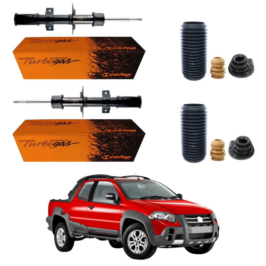 PAR AMORTECEDOR DIANTEIRO STRADA ADVENTURE 2004 A 2020 COFAP + KIT