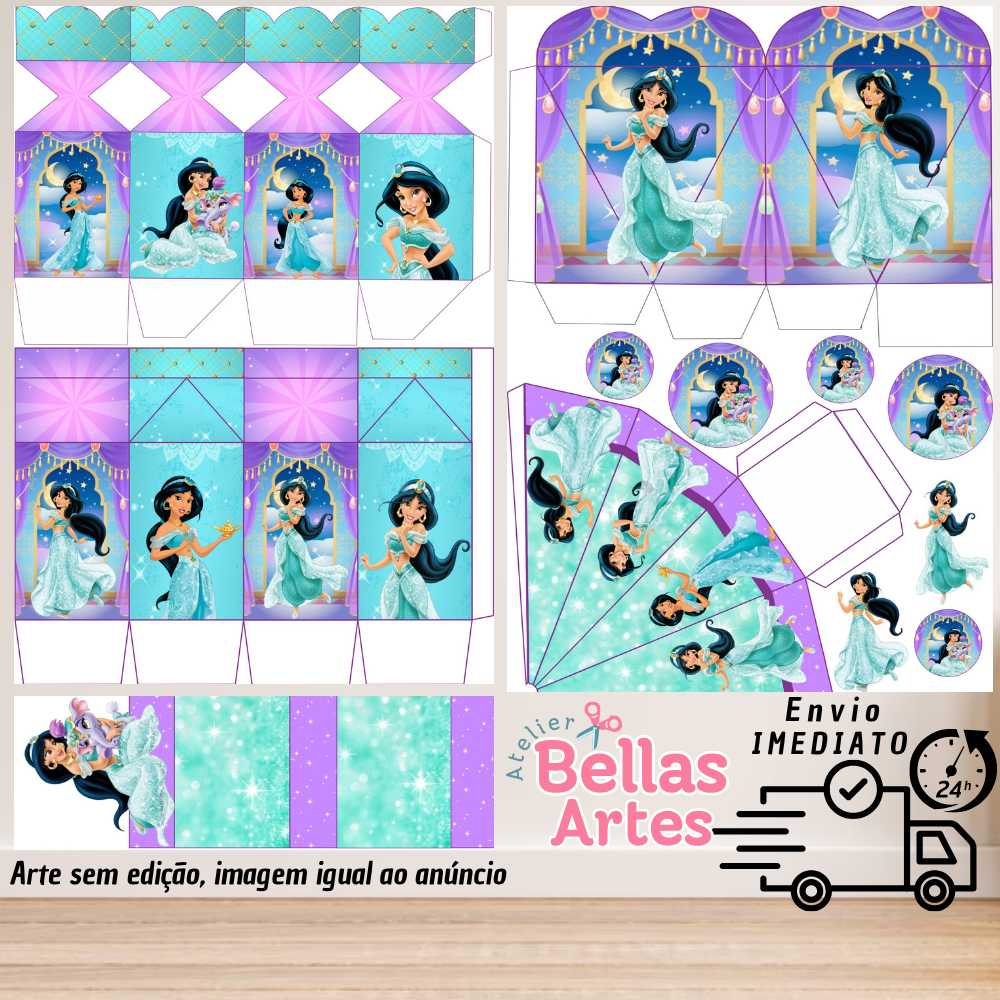 KIT LEMBRANCINHAS PRINCESA JASMINE COM 80/160 ITENS (sem nome) - ENVIO 24H em Oferta na Shopee