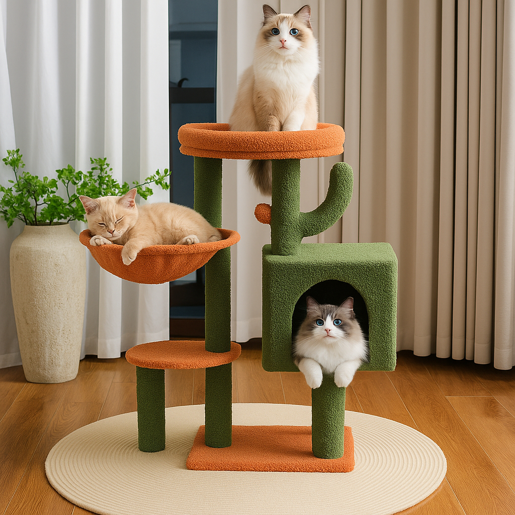 Torre Arranhador Gato Luxo Grande Com Casas Rede E Camas