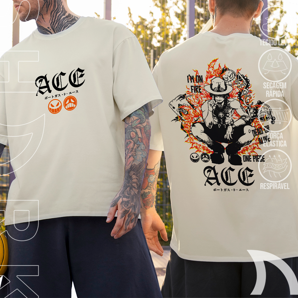 Camiseta Basica e OVERSIZED Portgas D Ace Asce I'm On Fire One Piece Capitao Barba Branca Unissex em Oferta na Shopee