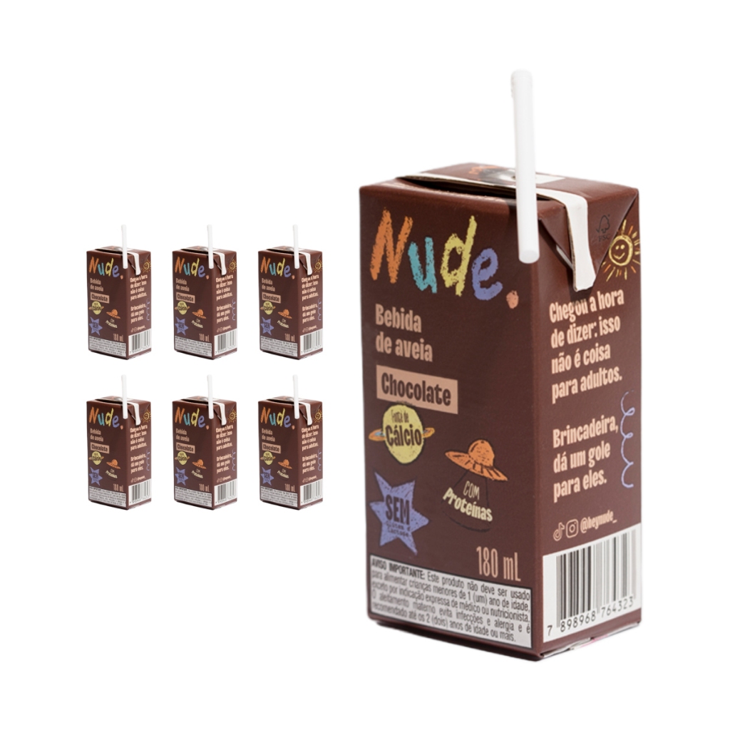 Nude Nudinho Leite de Aveia de Chocolate 180ml - Pack 6x em Oferta na Shopee