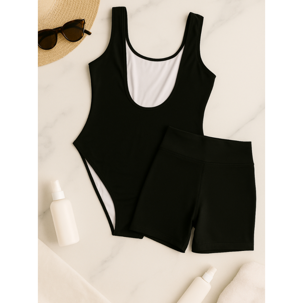 Maiô + Shorts Legging Feminino – Look Praia Confortável e Estiloso em Oferta na Shopee