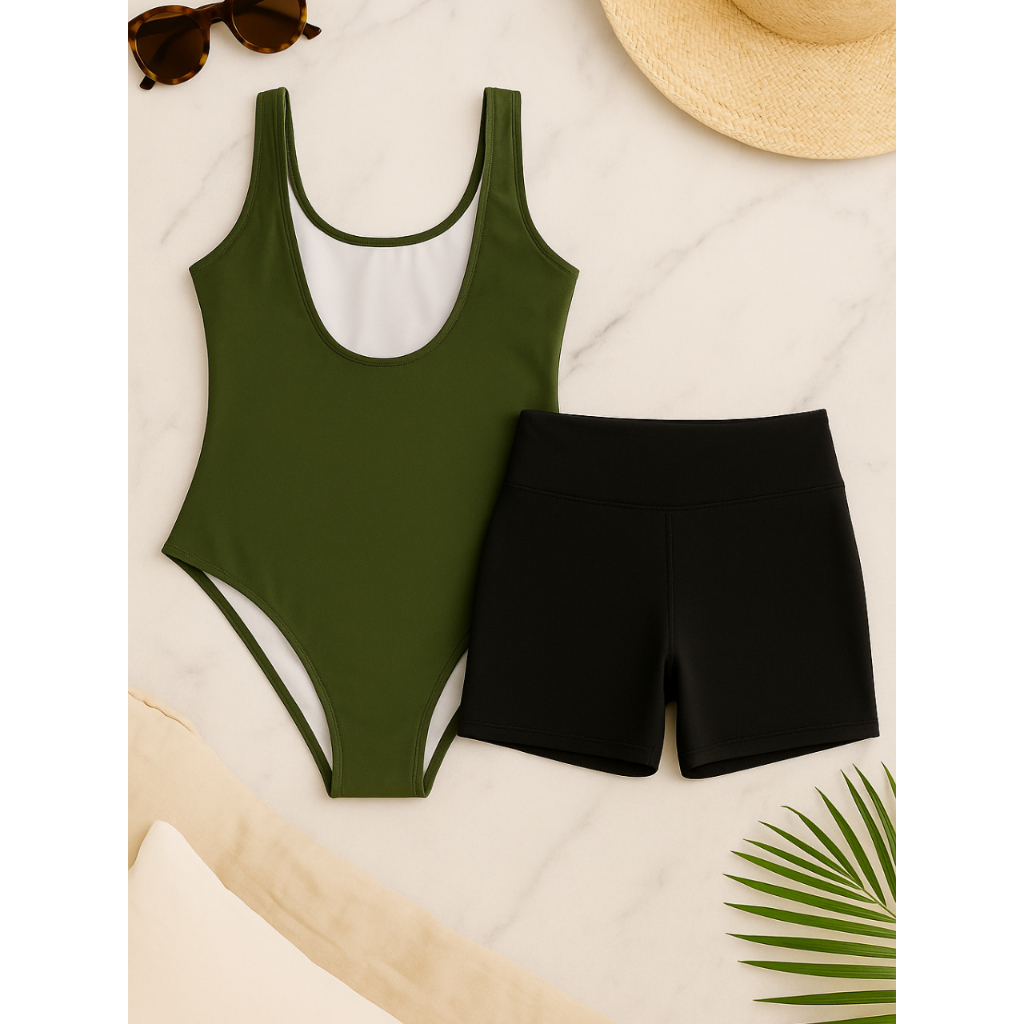 Roupa de Praia Completa – Maiô Feminino com Shorts Confortável